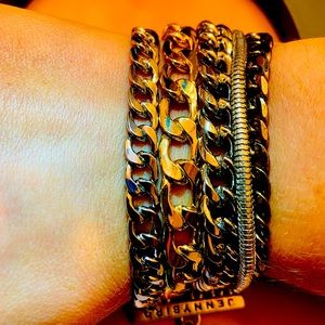 Multi strand two toned silver and gold plated bracelet